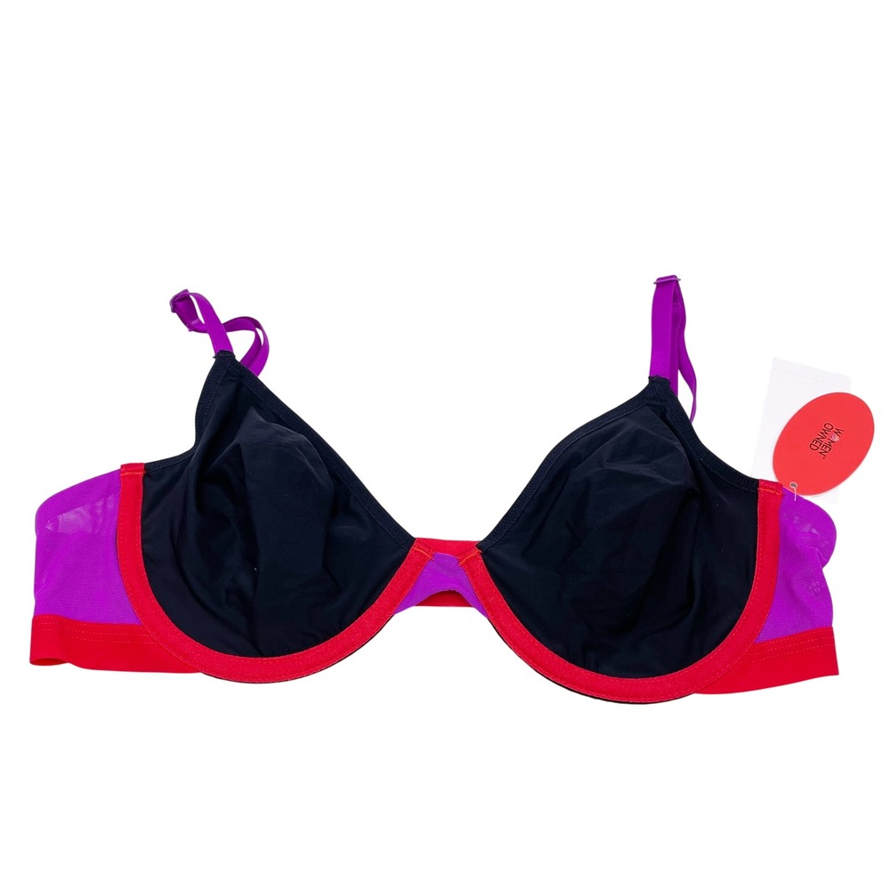 Parade Women's Black‎ Purple Red Trim Underwire Nylon Bra Size S